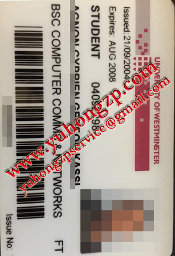 University of Westminster student card University of Westminster student card