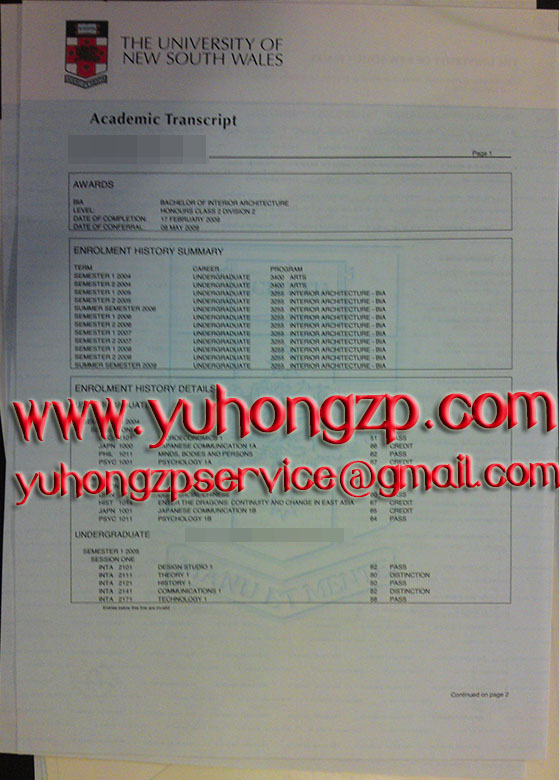transcript of UNSW transcript of UNSW