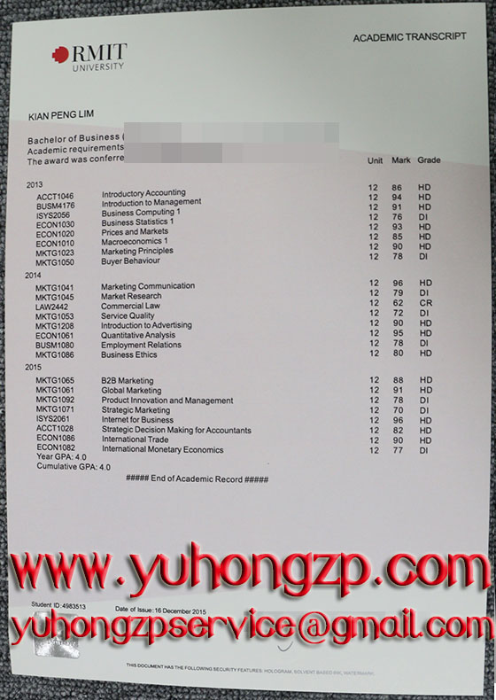 RMIT university transcript RMIT university transcript