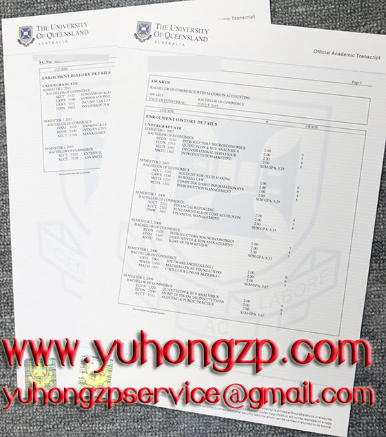 University of Queensland transcript and degree University of Queensland transcript and degree