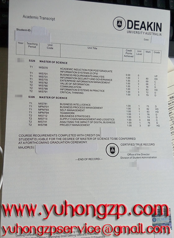 Deakin University transcript Deakin University transcript
