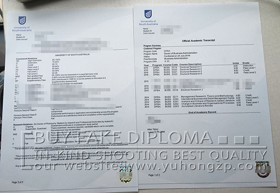 UniSA academic transcript