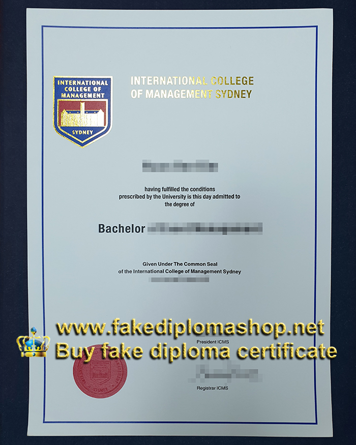 International College of Management, Sydney diploma, ICMS diploma certificate