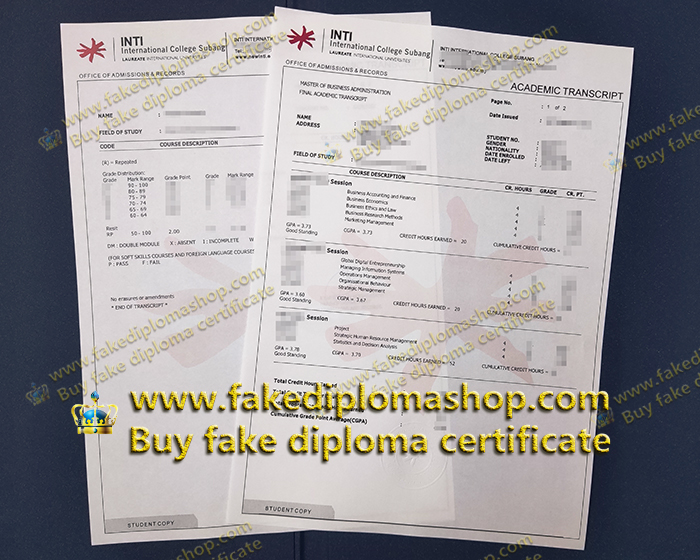 INTI University transcript INTI University transcript