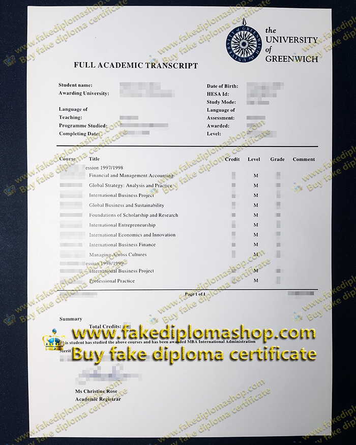 Old edition University of Greenwich transcript Old edition University of Greenwich transcript