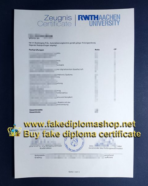 Replace Your non-ideal RWTH Aachen University transcript