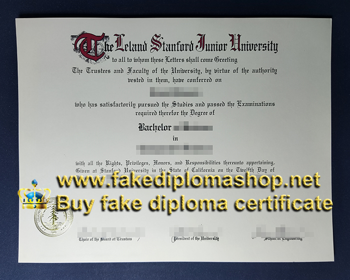 Stanford University diploma, Leland Stanford Junior University diploma