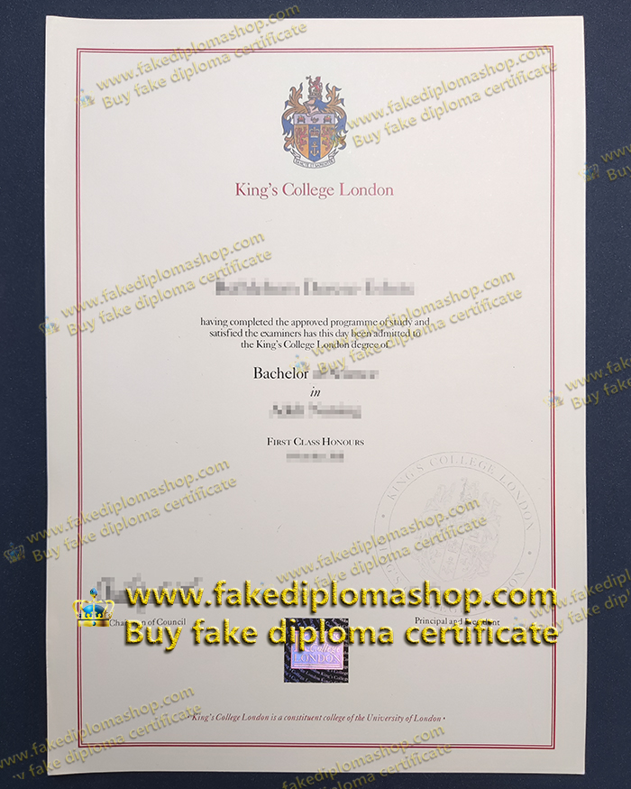 KCL diploma of Bachelor of Science, King's College London degree KCL diploma of Bachelor of Science, King's College London degree