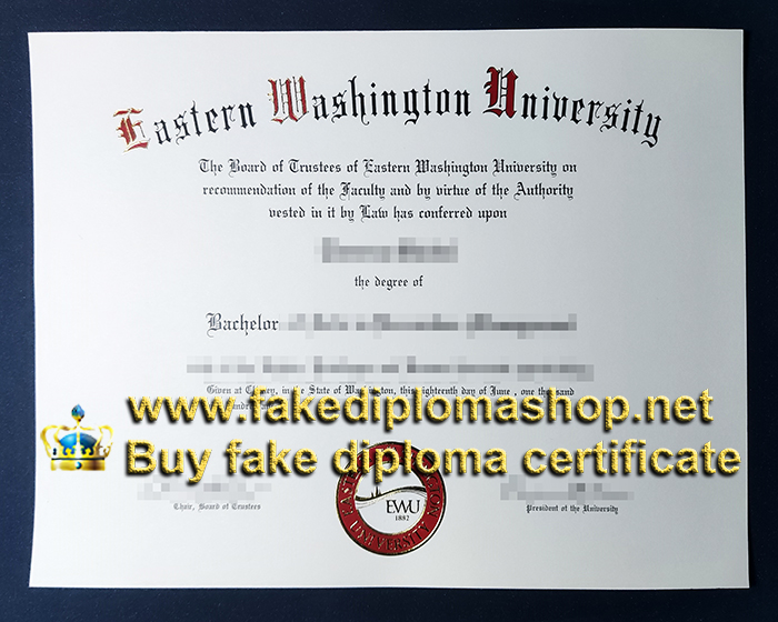 Eastern Washington University diploma of Bachelor, EWU degree 