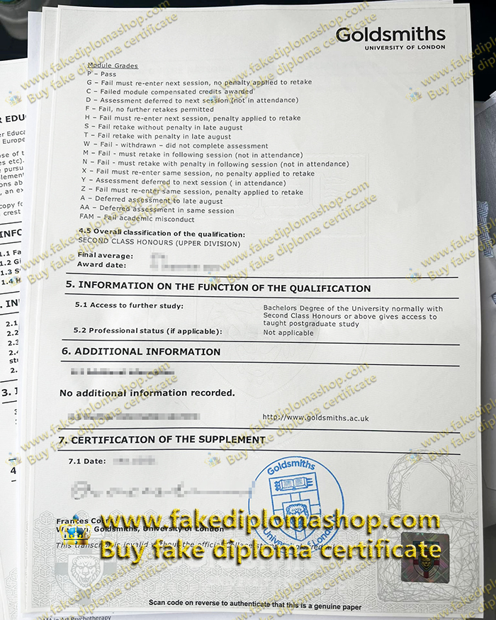 Goldsmiths University of London transcript, GUL transcript Goldsmiths University of London transcript, GUL transcript