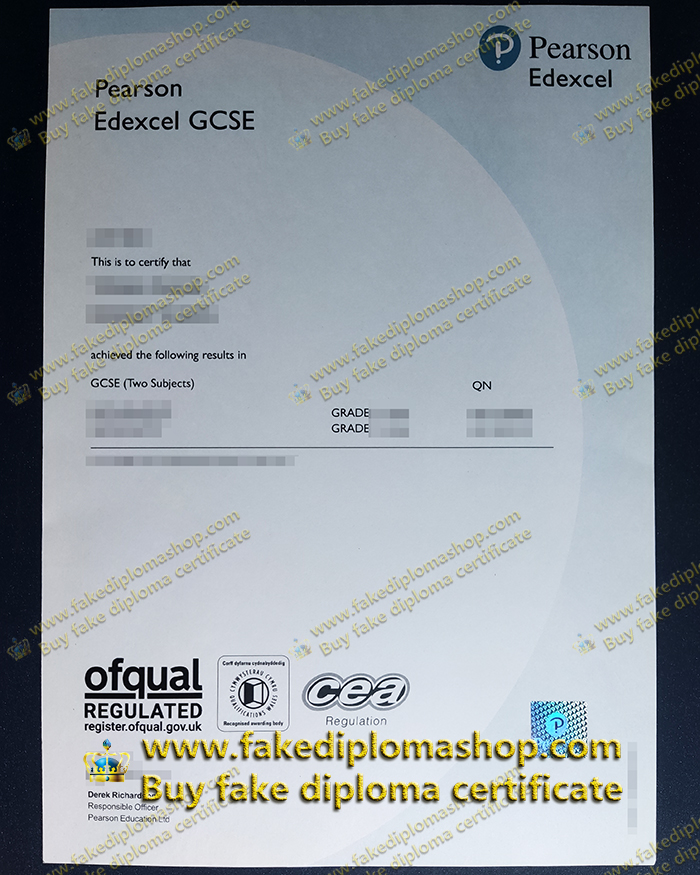 2022 Pearson Edexcel GCSE certificate