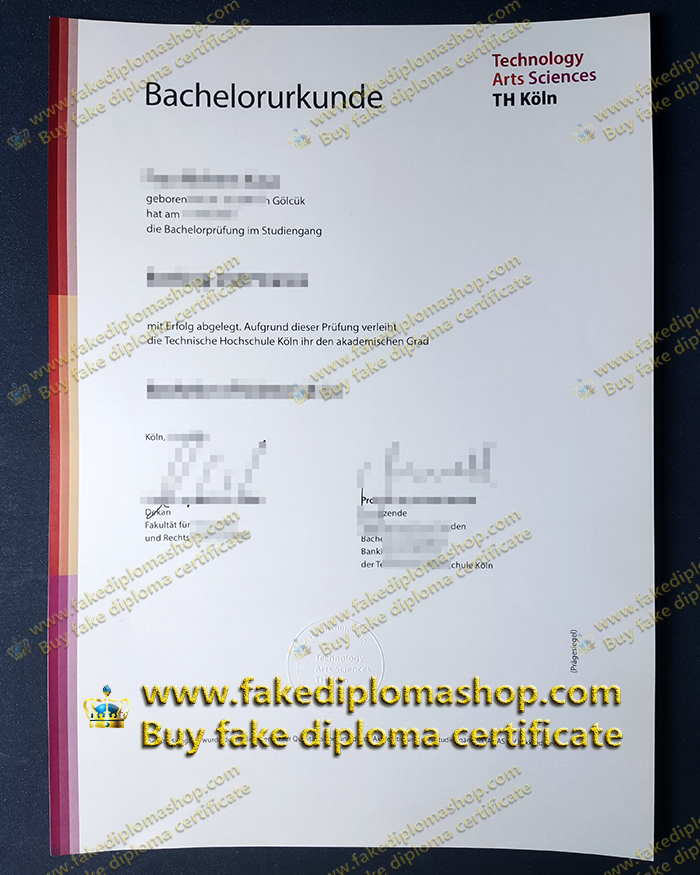 TH Köln Bachelorurkunde diploma, Technische Hochschule Köln certificate TH Köln Bachelorurkunde diploma, Technische Hochschule Köln certificate