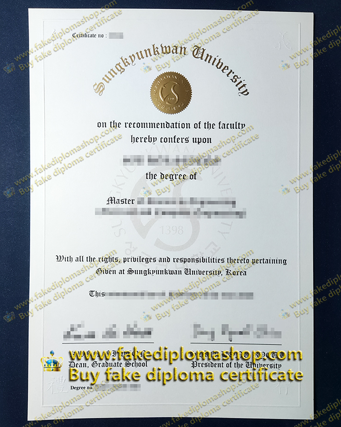 Fake SKKU diploma, Sungkyunkwan University diploma of Master Fake SKKU diploma, Sungkyunkwan University diploma of Master