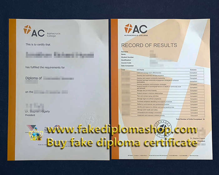 Alphacrucis University College diploma and transcript, AC diploma certificate Alphacrucis University College diploma and transcript, AC diploma certificate