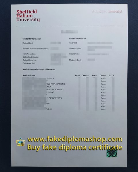 Sheffield Transcript Purchase a Sheffield Hallam University transcript online