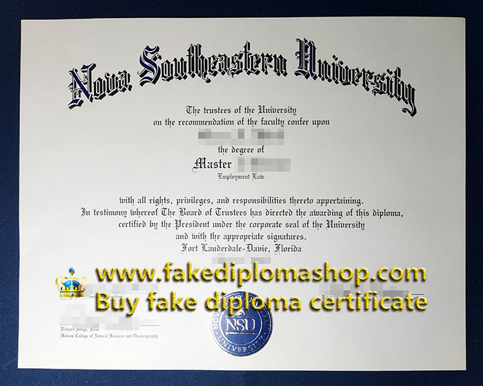 NSU degree of Master, Nova Southeastern University diploma NSU degree of Master, Nova Southeastern University diploma