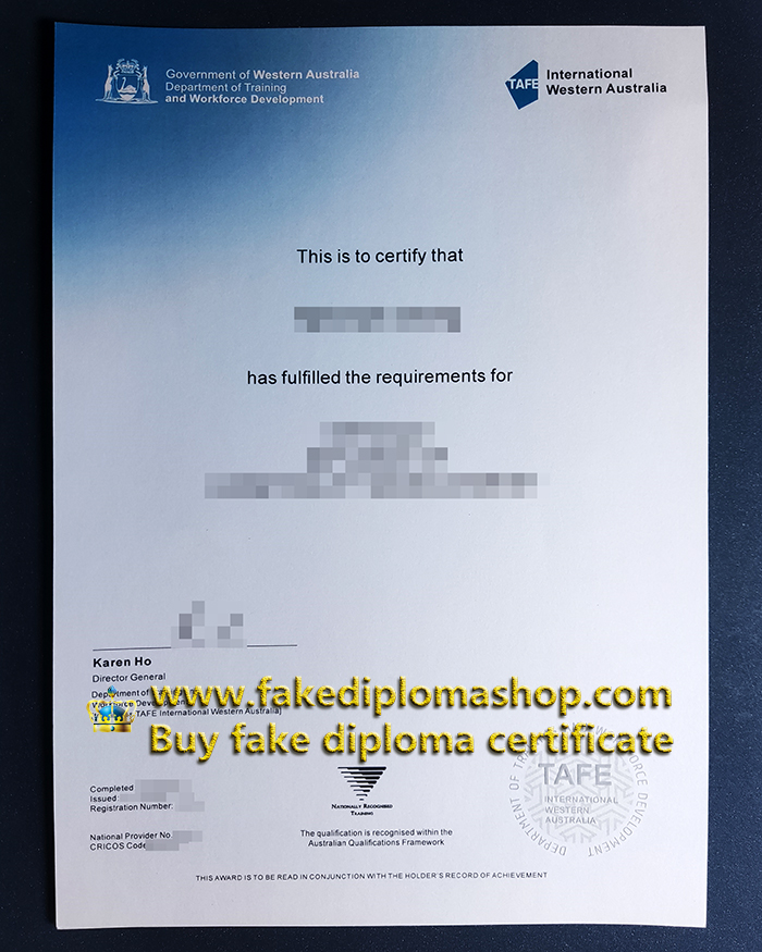 Department of Training and Workforce Development TAFE certificate in Western Australia Department of Training and Workforce Development TAFE certificate in Western Australia