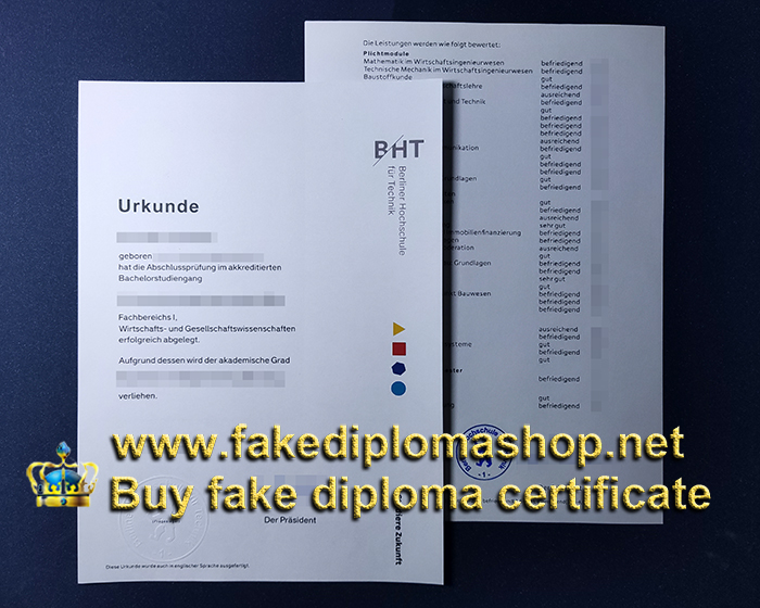 BHT diploma and transcript, Berliner Hochschule für Technik diploma BHT diploma and transcript, Berliner Hochschule für Technik diploma