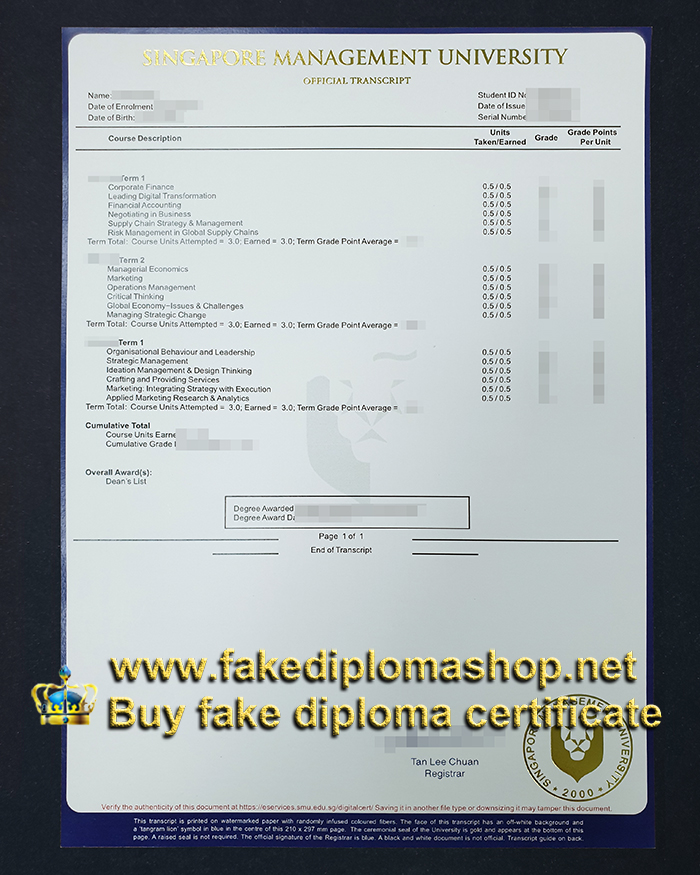 SMU transcript, Singapore Management University transcript SMU transcript, Singapore Management University transcript