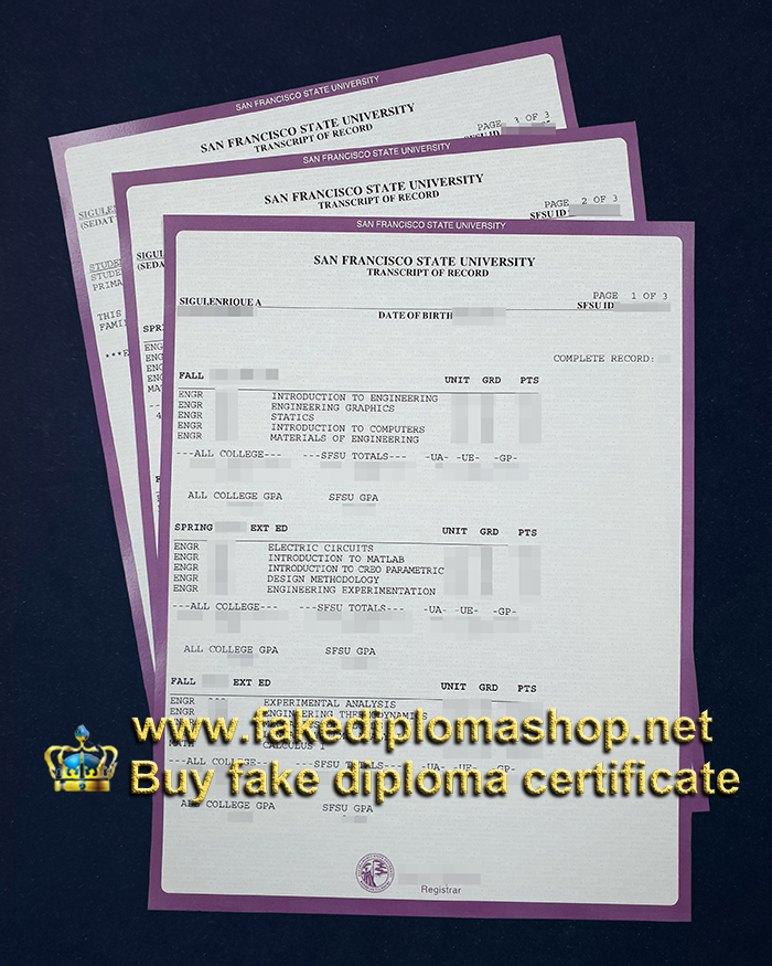 SFSU transcript, San Francisco State University transcript SFSU transcript, San Francisco State University transcript