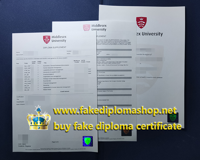Middlesex University diploma and transcript Middlesex University diploma and transcript