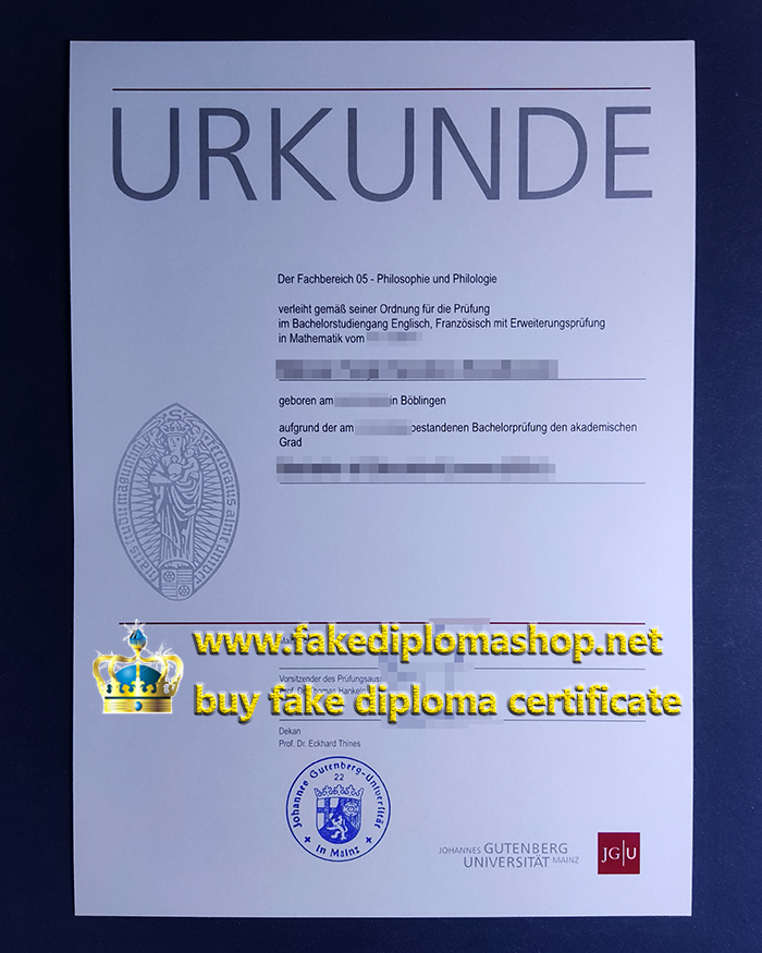 Johannes Gutenberg University Mainz diploma