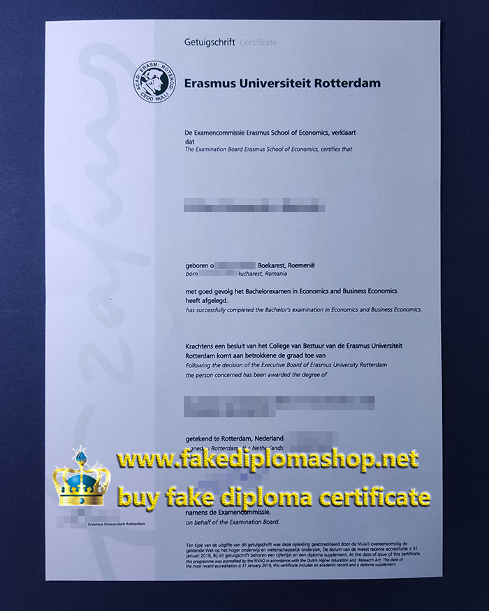 EUR certificate, Erasmus University Rotterdam certificate EUR certificate, Erasmus University Rotterdam certificate