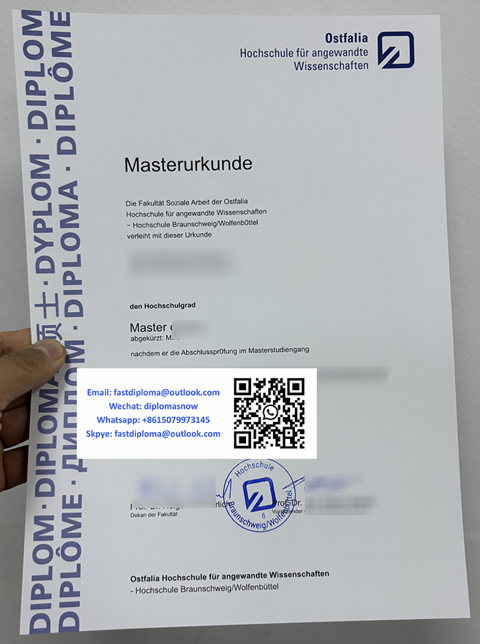 Ostfalia Hochschule für angewandte Wissenschaften Urkunde