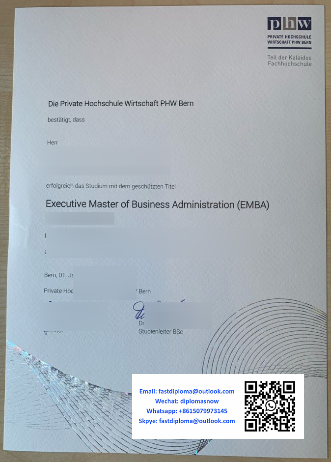 Private Hochschule Wirtschaft PHW Bern diploma Private Hochschule Wirtschaft PHW Bern diploma