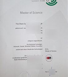 Print Hochschule Furtwangen University Urkunde 2026