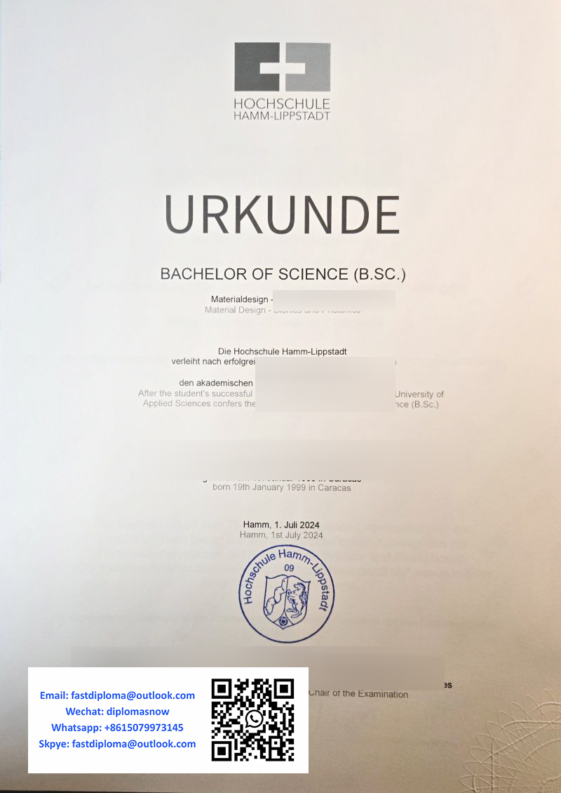 Hochschule Hamm-Lippstadt B.Sc. Urkunde