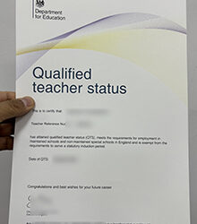 Qualified teacher status (QTS) certificate sample from UK