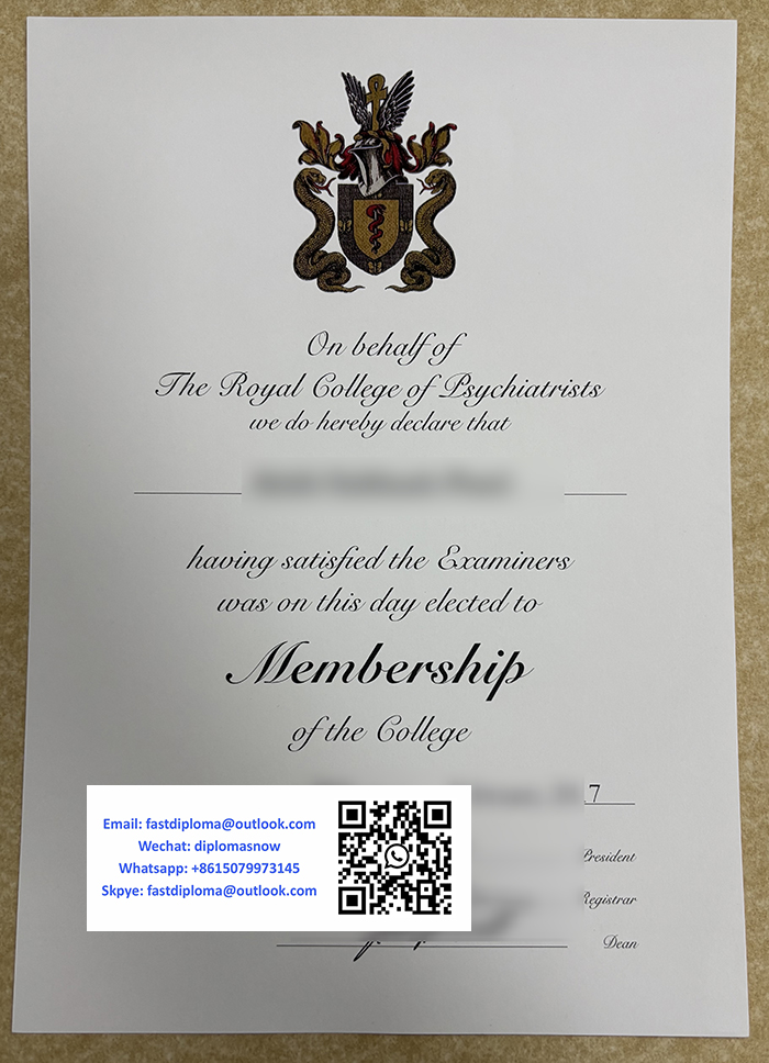 Royal College Psychiatrists Membership certificate