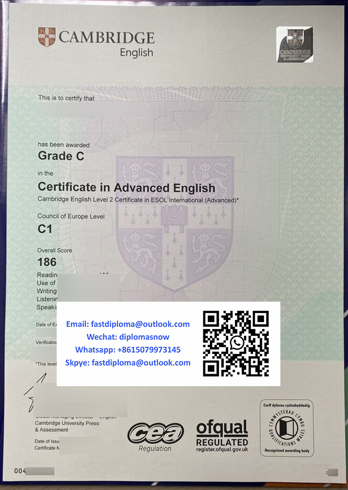 Cambridge English C1 certificate