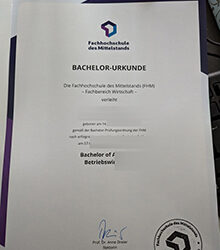 Fachhochschule des Mittelstands Urkunde Sample 2026