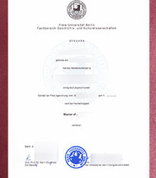 Freie Universität Berlin Urkunde from Germany