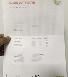 GOETHE ZERTIFIKAT B1 certificate from Germany