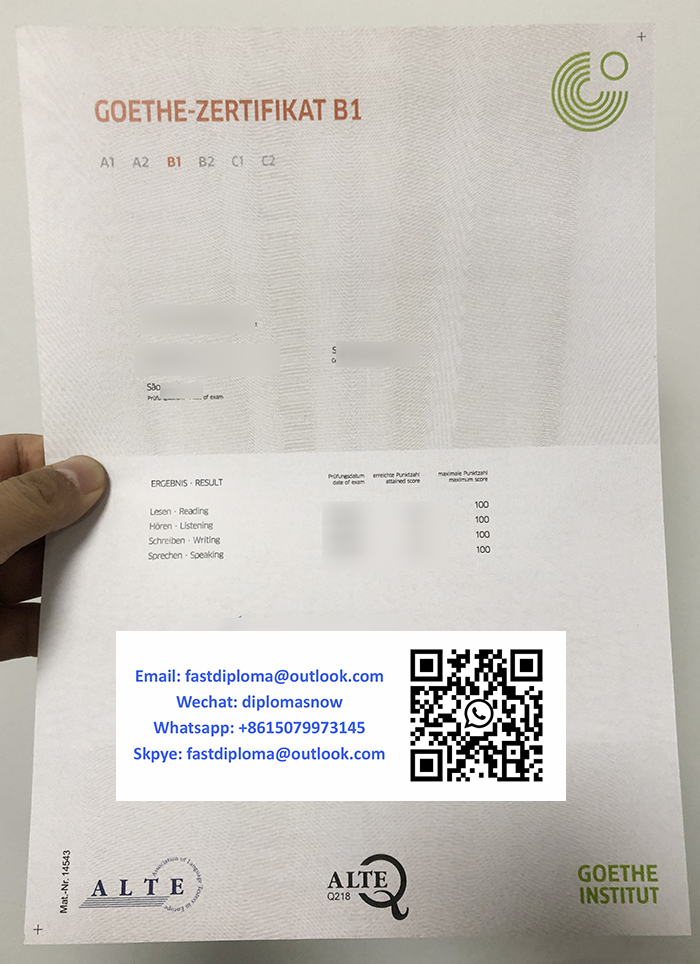 GOETHE ZERTIFIKAT B1 certificate