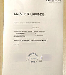 Replica Hochschule Fresenius Urkunde from Germany