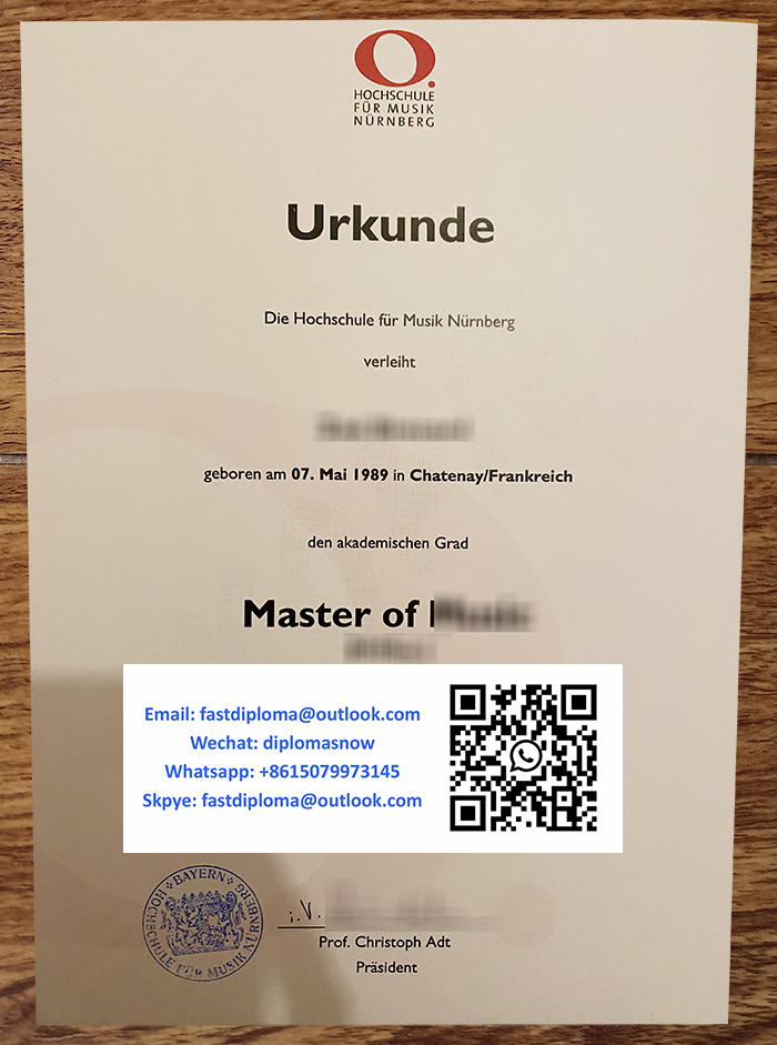Hochschule für Musik Nürnberg Urkunde Hochschule für Musik Nürnberg Urkunde