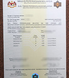 STPM certificate sample, Malaysian Higher School Certificate