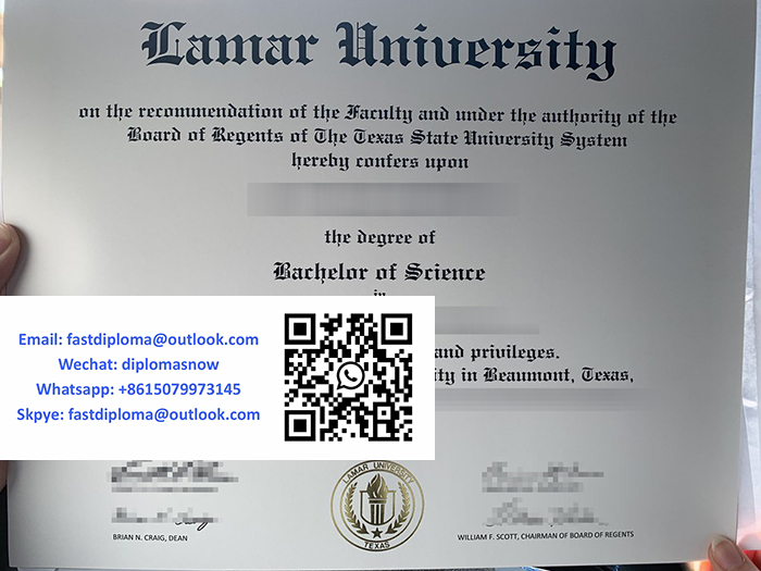 Lamar University degree certificate