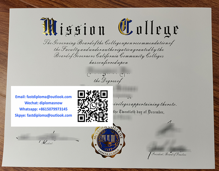 Mission College degree certificate