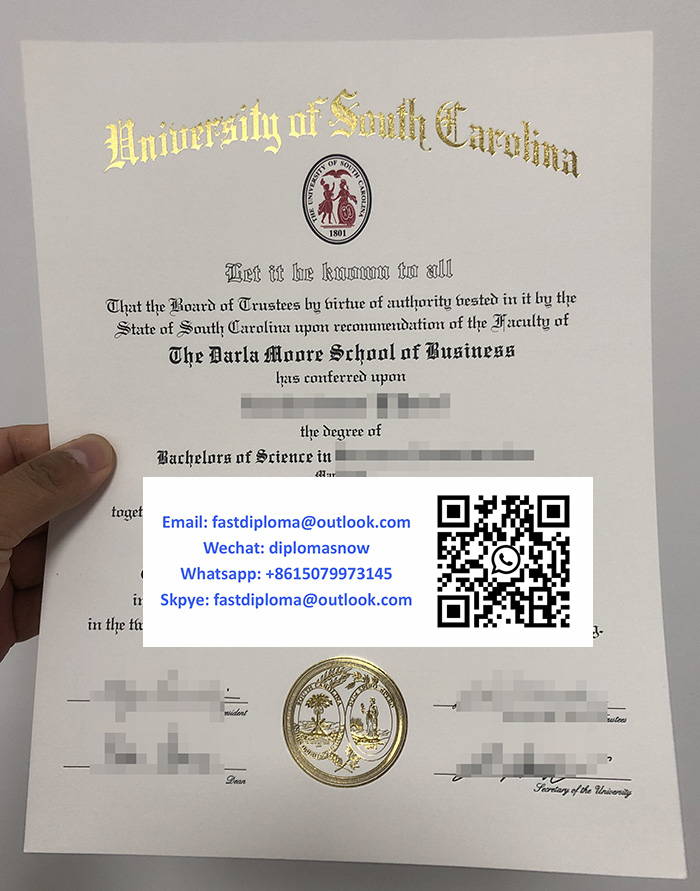 University of South Carolina degree certificate University of South Carolina degree certificate